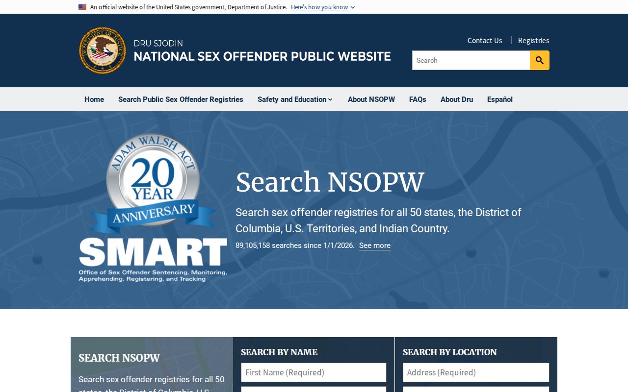 Middlesex County sex offender registry check using the national NSOPW search interface